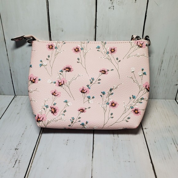 Steve Madden Pink Floral Printed  Cosmetic Case Pouch Soft Small Lined EUC - Picture 1 of 7
